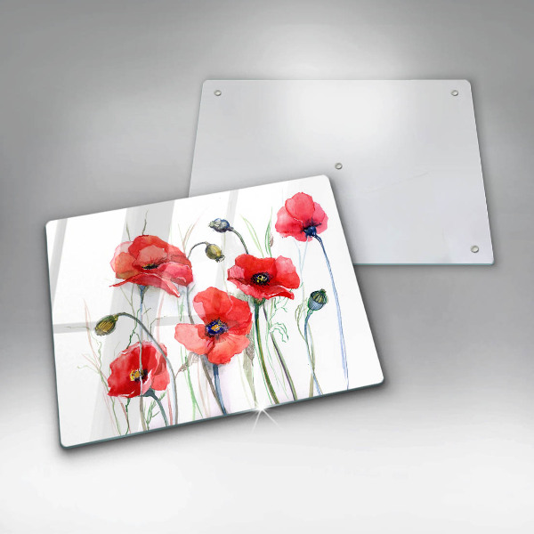 Protection plaque induction Fleurs de coquelicots rouges