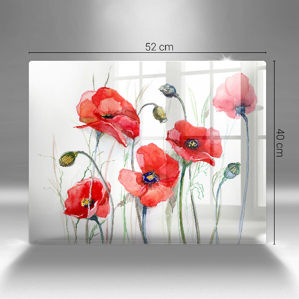 Protection plaque induction Fleurs de coquelicots rouges