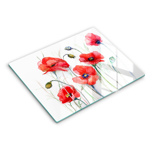 Protection plaque induction Fleurs de coquelicots rouges