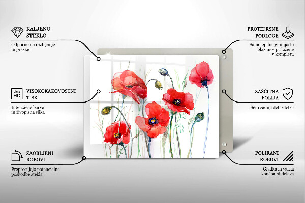 Protection plaque induction Fleurs de coquelicots rouges