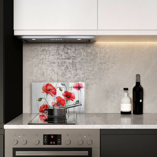 Protection plaque induction Fleurs de coquelicots rouges