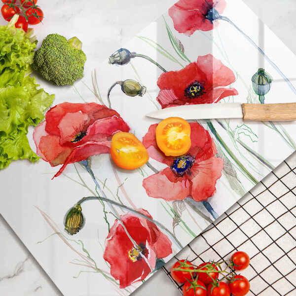 Protection plaque induction Fleurs de coquelicots rouges