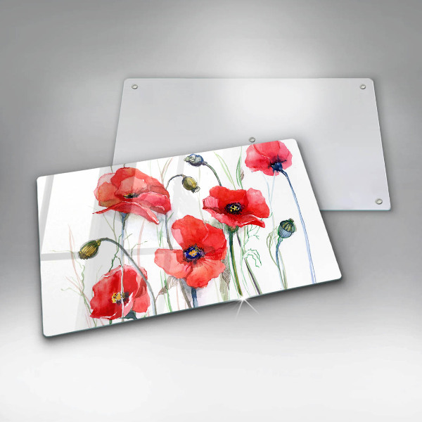 Protection plaque induction Fleurs de coquelicots rouges