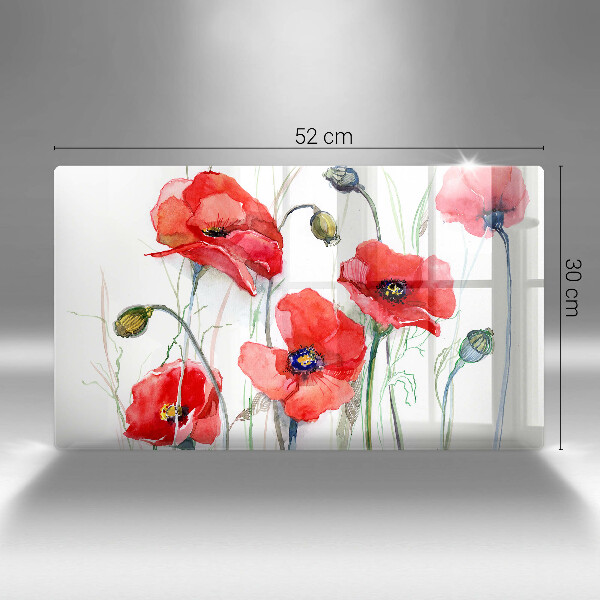 Protection plaque induction Fleurs de coquelicots rouges
