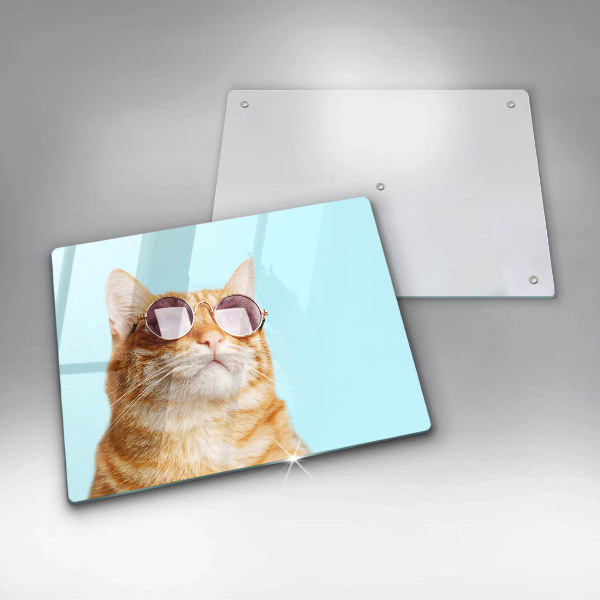 Protection plaque induction Chat rouge avec des lunettes