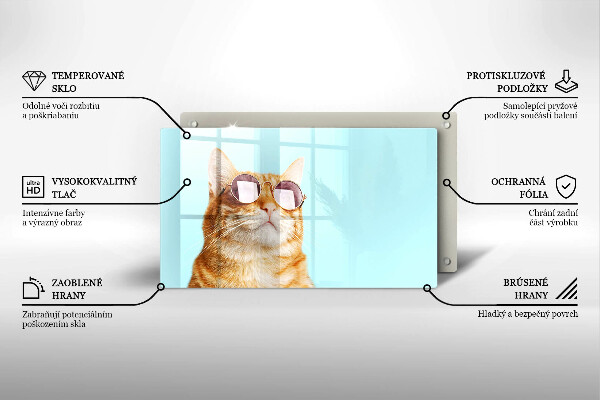 Protection plaque induction Chat rouge avec des lunettes
