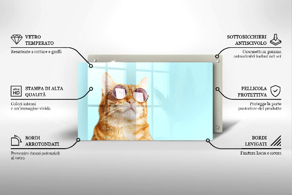 Protection plaque induction Chat rouge avec des lunettes