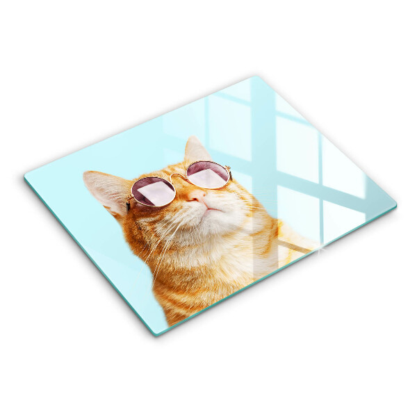 Protection plaque induction Chat rouge avec des lunettes