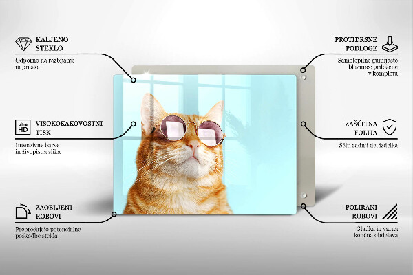 Protection plaque induction Chat rouge avec des lunettes