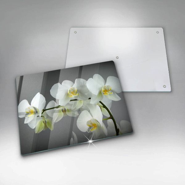 Protection plaque induction Fleurs d'orchidées blanches