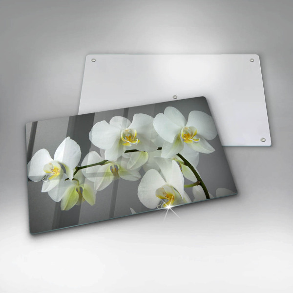 Protection plaque induction Fleurs d'orchidées blanches