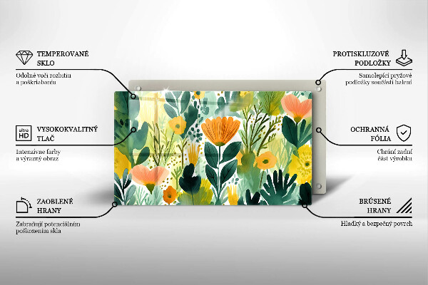 Protection plaque induction Fleurs peintes