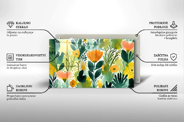 Protection plaque induction Fleurs peintes