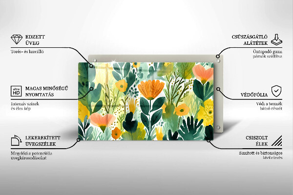 Protection plaque induction Fleurs peintes