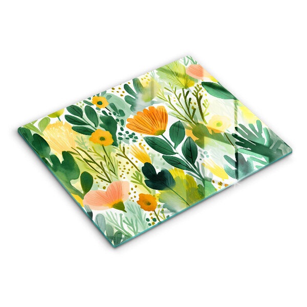 Protection plaque induction Fleurs peintes