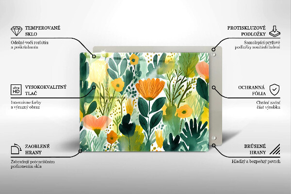 Protection plaque induction Fleurs peintes