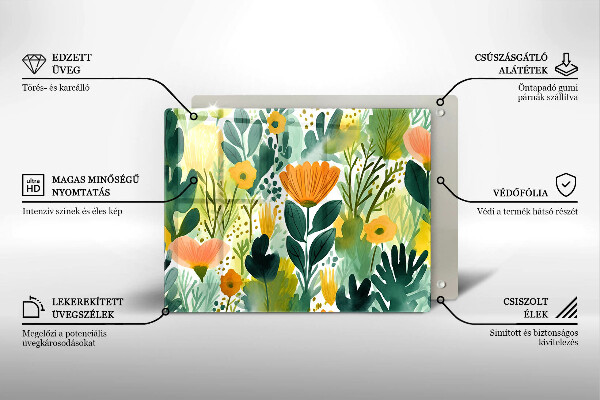 Protection plaque induction Fleurs peintes