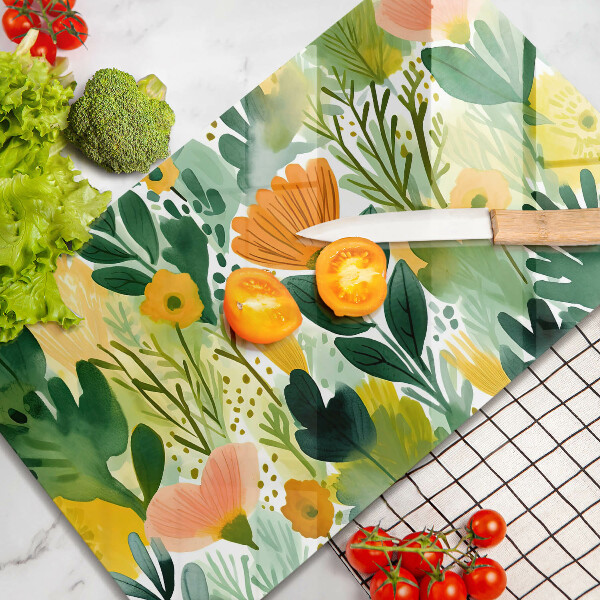 Protection plaque induction Fleurs peintes