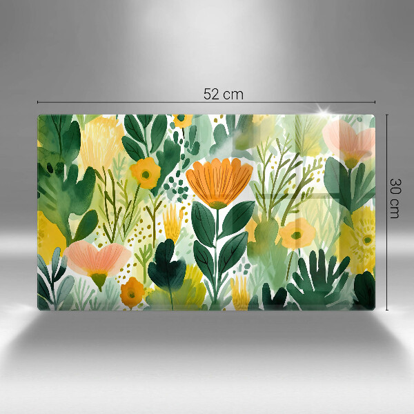 Protection plaque induction Fleurs peintes
