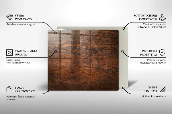 Protection plaque induction Planche de bois foncé