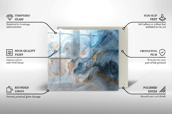 Protection plaque induction Texture de marbre