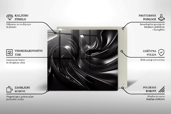 Protège plaque de cuisson Messe noire abstraite