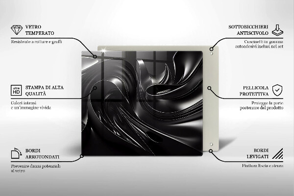 Protège plaque de cuisson Messe noire abstraite