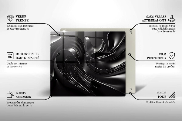 Protège plaque de cuisson Messe noire abstraite