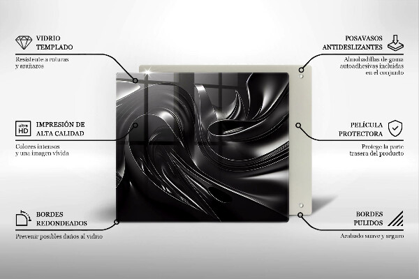 Protège plaque de cuisson Messe noire abstraite