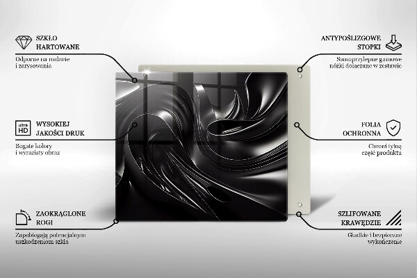 Protège plaque de cuisson Messe noire abstraite