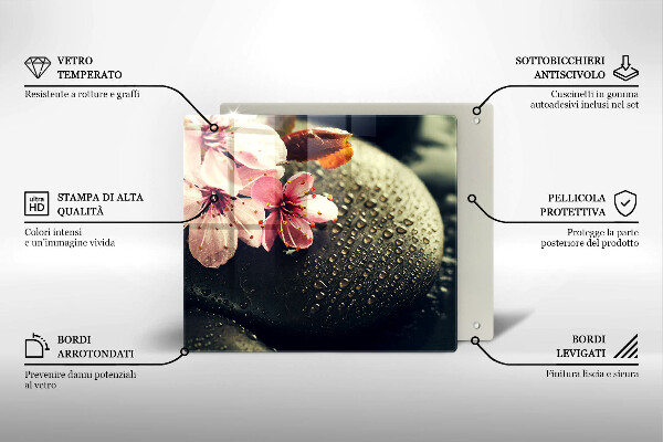 Protège plaque de cuisson Fleurs pierres zen