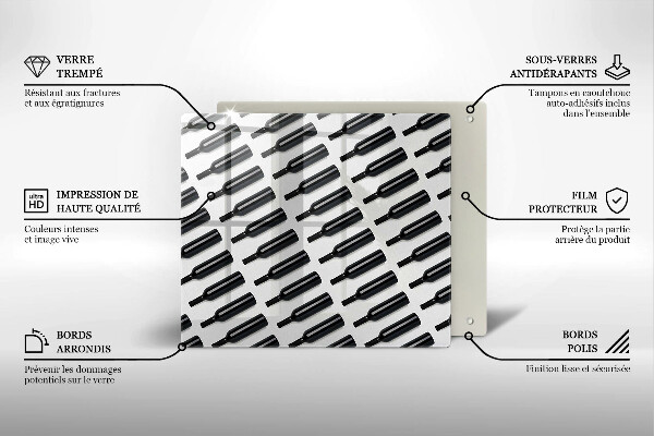 Protège plaque de cuisson Bouteilles de vin noir