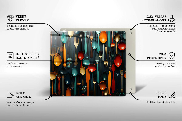 Protège plaque de cuisson Cuillères et fourchettes colorées