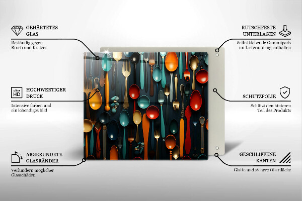 Protège plaque de cuisson Cuillères et fourchettes colorées