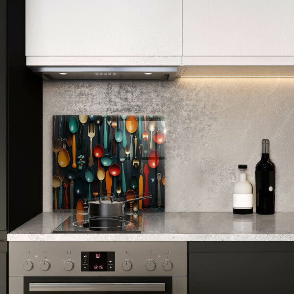 Protège plaque de cuisson Cuillères et fourchettes colorées