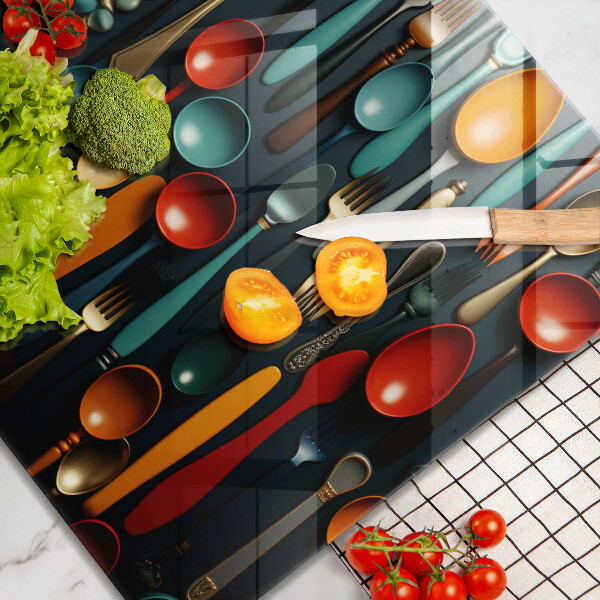 Protège plaque de cuisson Cuillères et fourchettes colorées