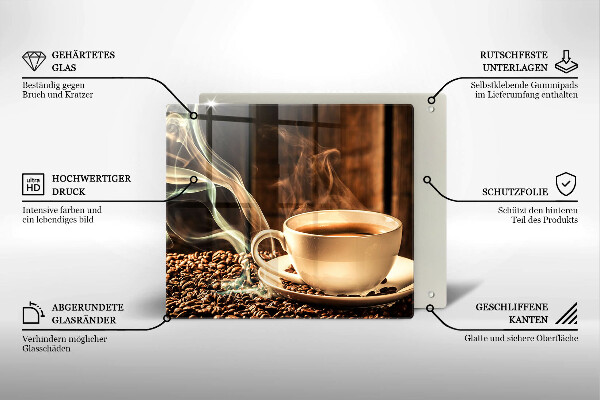 Protège plaque de cuisson Tasse et grains de café