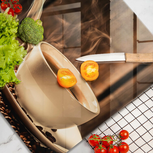 Protège plaque de cuisson Tasse et grains de café