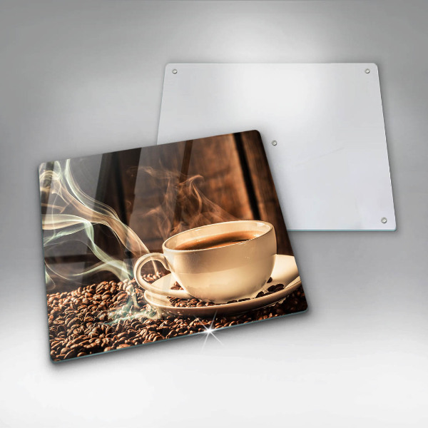 Protège plaque de cuisson Tasse et grains de café