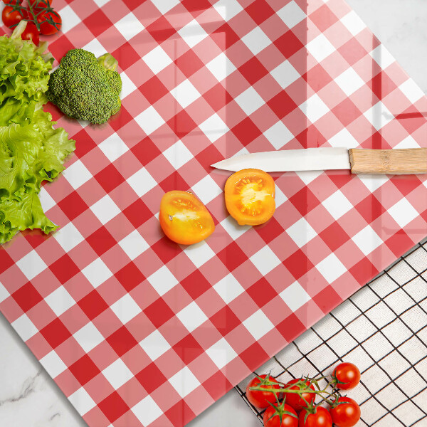 Protège plaque de cuisson Motif à carreaux rouge et blanc