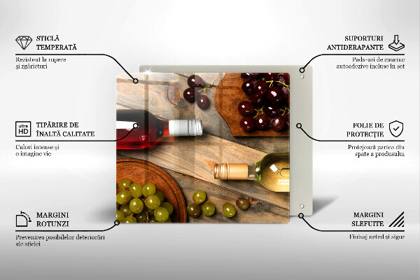 Protège plaque de cuisson Bouteilles de vin et raisins