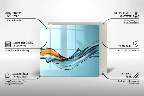 Protège plaque de cuisson Eau sur fond bleu