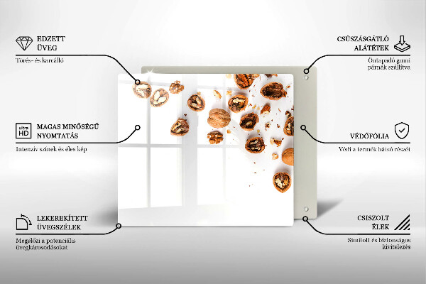 Protège plaque de cuisson Noix sur fond blanc