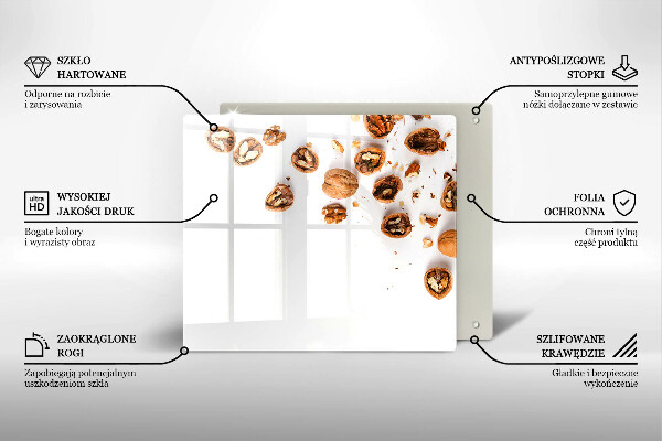 Protège plaque de cuisson Noix sur fond blanc