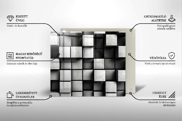 Protection plaque induction Carrés 3D abstraits