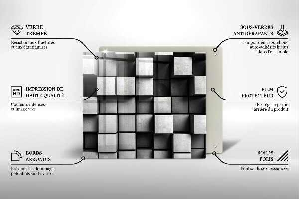 Protection plaque induction Carrés 3D abstraits