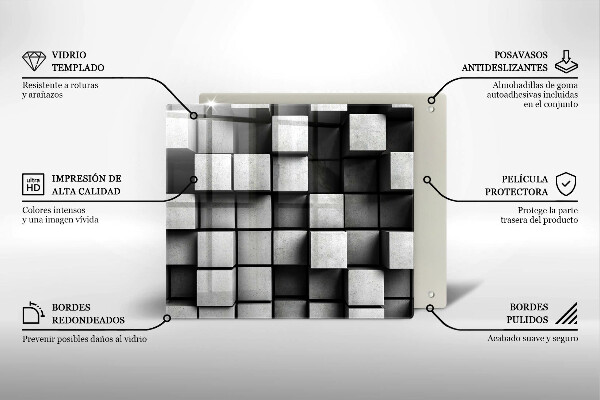 Protection plaque induction Carrés 3D abstraits