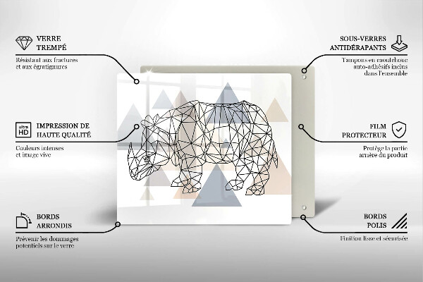 Protection plaque induction Rhinocéros de dessin au trait