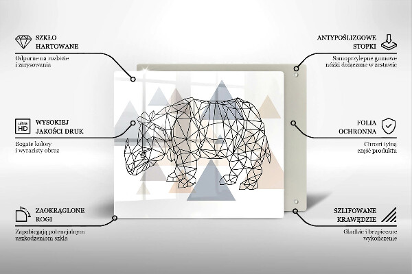 Protection plaque induction Rhinocéros de dessin au trait