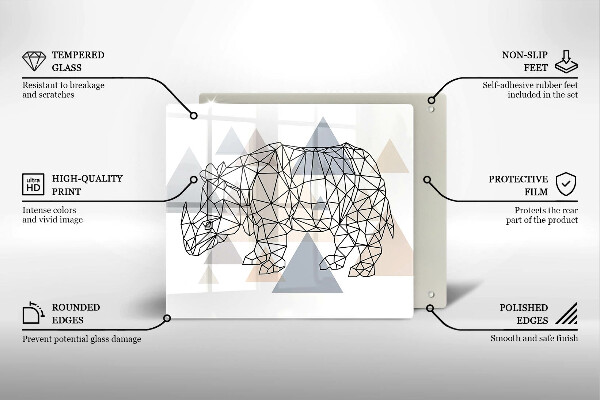 Protection plaque induction Rhinocéros de dessin au trait